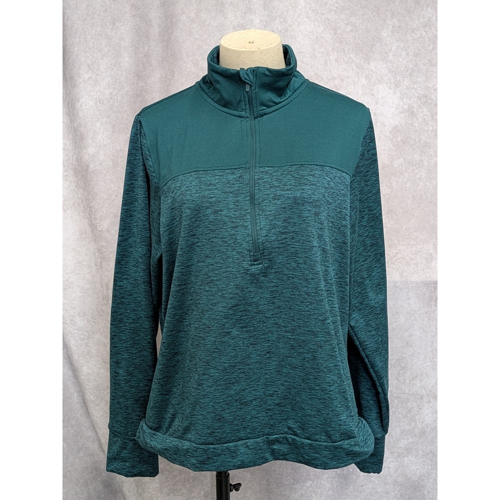 Avia Womens Teal Quarter Zip‎ Pullover Fleece Lined Mock Neck Large 12-14 C28